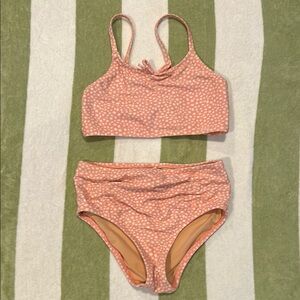 Crew cuts Pink Polka Dot Bikini Set high waist Swimsuit 6 7 Girls JCrew